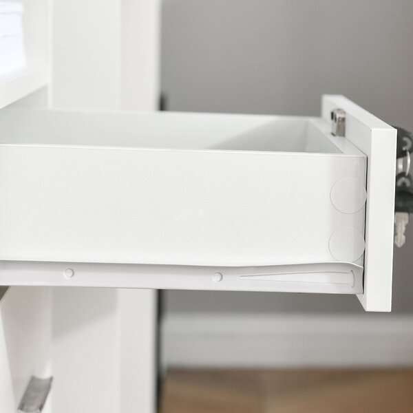 Vinsetto Lockable Mobile File Cabinet Storage Cupboard for Home Office, Bedroom, Living Room with Wheels, 39.5x40x60cm, White Aosom UK