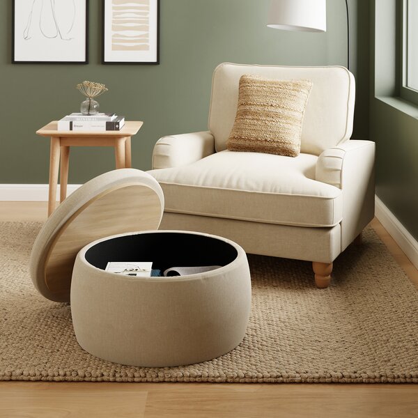 Medium Round Storage Pouffe, Luna Natural