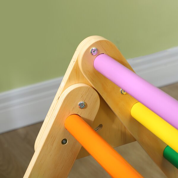 AIYAPLAY Toddler Climbing Frame for Kids with Ramp, 3 in 1 Wooden Pikler Triangle Set for 18-48 Months, Multicolour Aosom UK