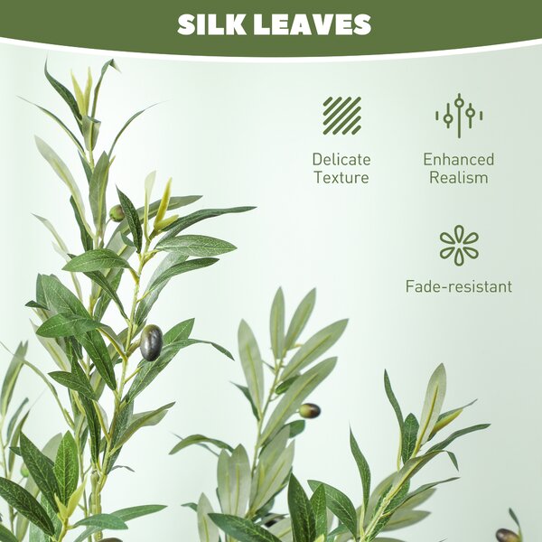 HOMCOM 6ft/ 180cm Decorative Artificial Plant, Silk Olive Tree with 900 Leaves and 40 Olive Fruits in Pot, Fake Plant for Home, Office, Living Room, Indoor Decor