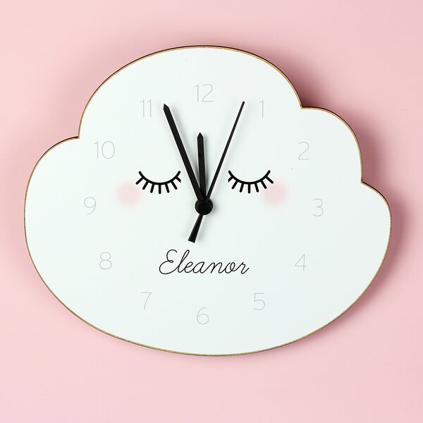 Personalised Eyelash Cloud Shape Wooden Wall Clock