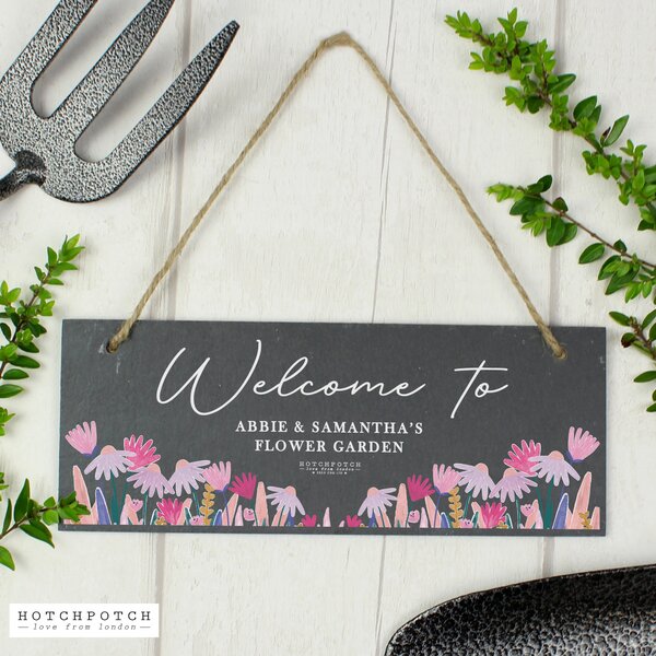 Personalised Wild Flowers Hanging Slate Sign