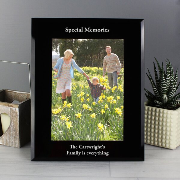 Personalised Portrait Black Glass Photo Frame