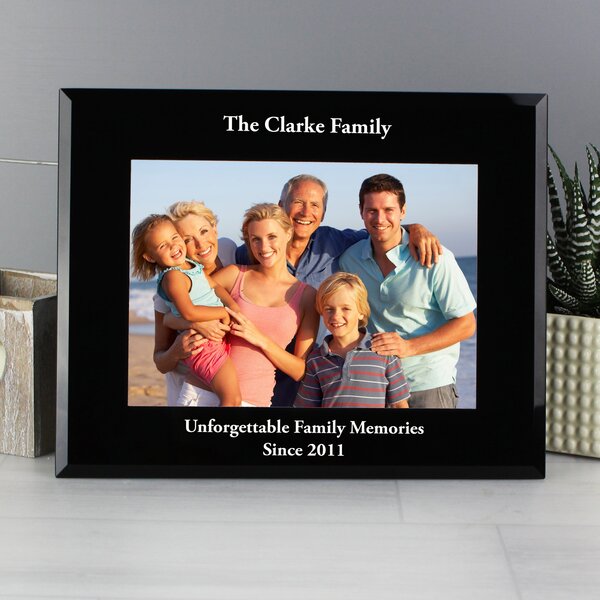 Personalised Black Glass Landscape Photo Frame