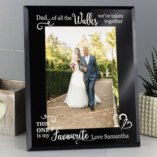 Personalised Of All the Walks Wedding Black Glass Portrait Photo Frame