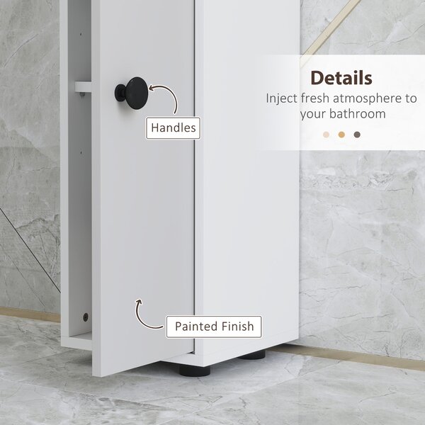 Kleankin 180cm Slim Bathroom Cabinet, with Drawer, Shelves and Cupboards - Light Grey