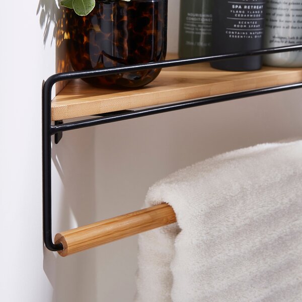 Compact Living Corner Shelf With Towel Rail