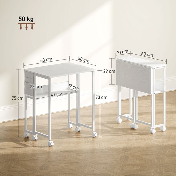 HOMCOM 63 cm Drop Leaf Writing Work Desk - White