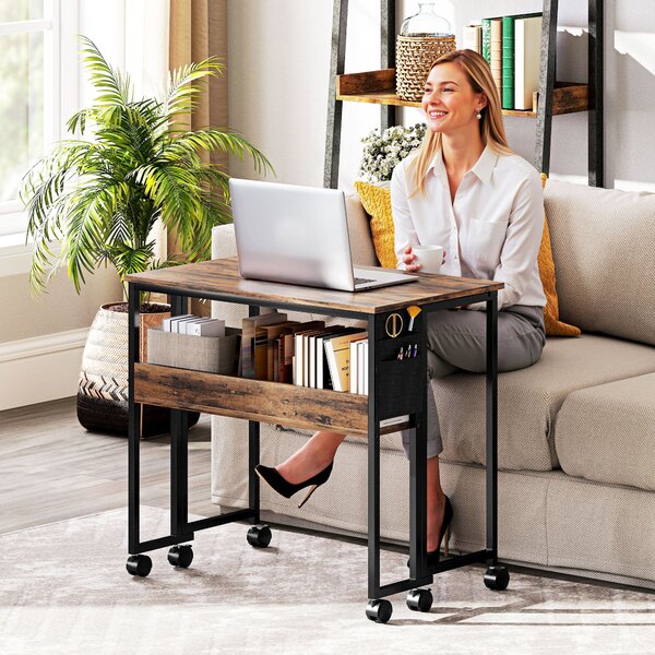 HOMCOM 80 cm Drop Leaf Writing Work Desk, Compact & Stylish Desk for Home Office, Rustic Brown Aosom UK