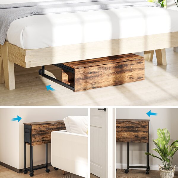 HOMCOM 80 cm Drop Leaf Writing Work Desk, Compact & Stylish Desk for Home Office, Rustic Brown Aosom UK