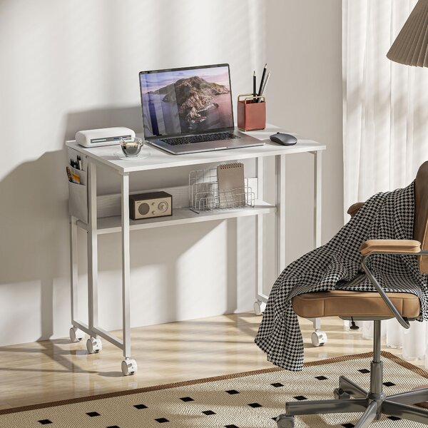 HOMCOM 80 cm Drop Leaf Writing Work Desk - White