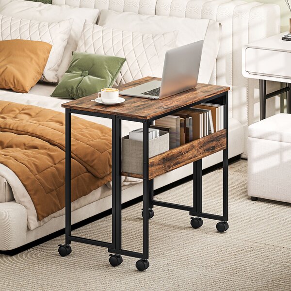 HOMCOM 80 cm Drop Leaf Writing Work Desk, Compact & Stylish Desk for Home Office, Rustic Brown Aosom UK