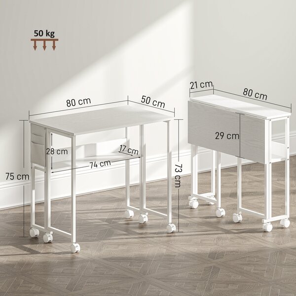 HOMCOM 80 cm Drop Leaf Writing Work Desk - White