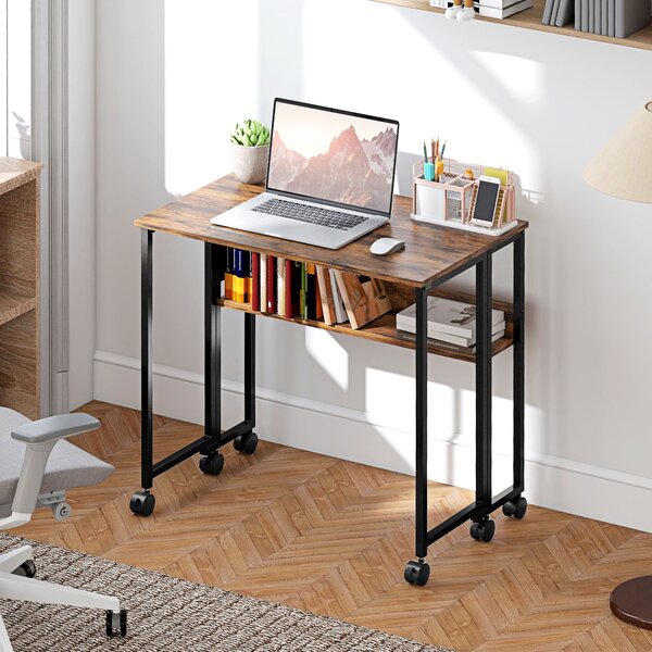 HOMCOM 80 cm Drop Leaf Writing Work Desk, Compact & Stylish Desk for Home Office, Rustic Brown Aosom UK