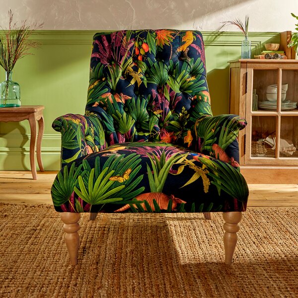 Bibury Buttoned Back Chair, Tropical Treasures Print