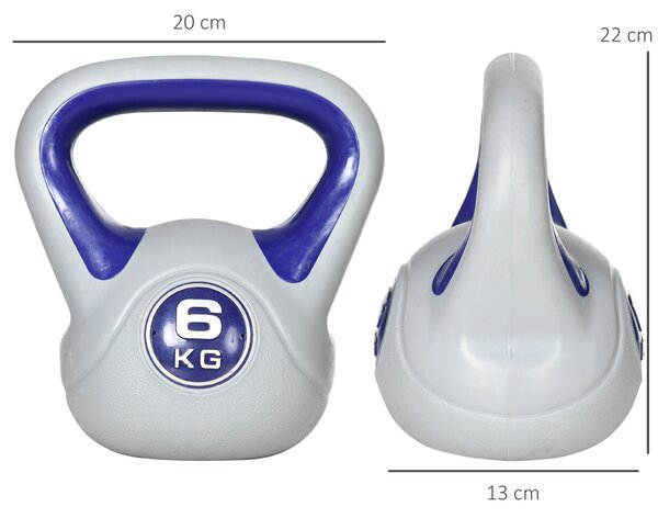 SPORTNOW Kettlebell, 6kg Kettle Bells with Handle for Home Gym Weight Lifting and Strength Training, Purple and Grey