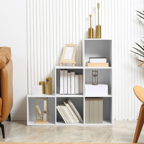 HOMCOM 3-Tier 6 Cube Shelving Unit: Organised Storage Solution for Home & Office, Pristine White Aosom UK