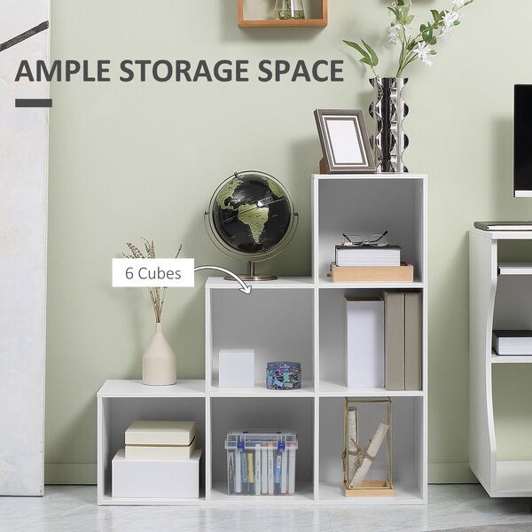 HOMCOM 3-Tier 6 Cube Shelving Unit: Organised Storage Solution for Home & Office, Pristine White Aosom UK