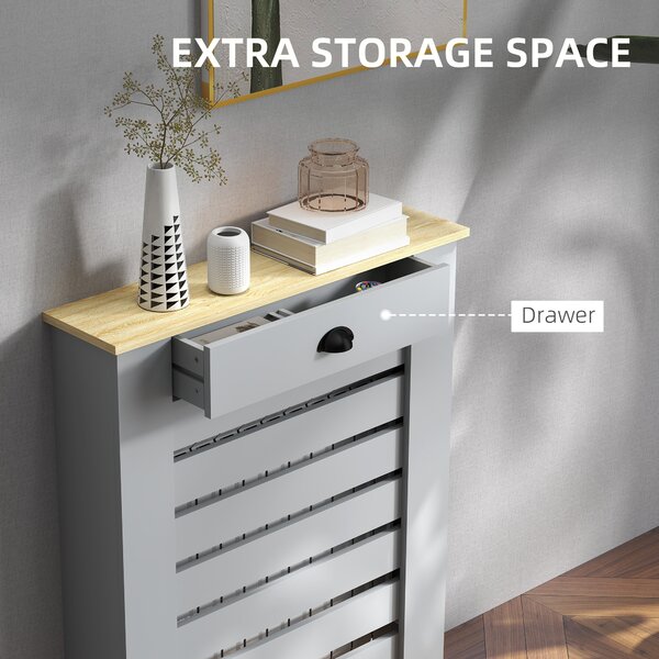 HOMCOM 95.5H x 78Wcm Radiator Cover, with Drawer - Grey Aosom UK