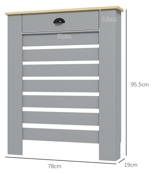 HOMCOM 95.5H x 78Wcm Radiator Cover, with Drawer - Grey Aosom UK
