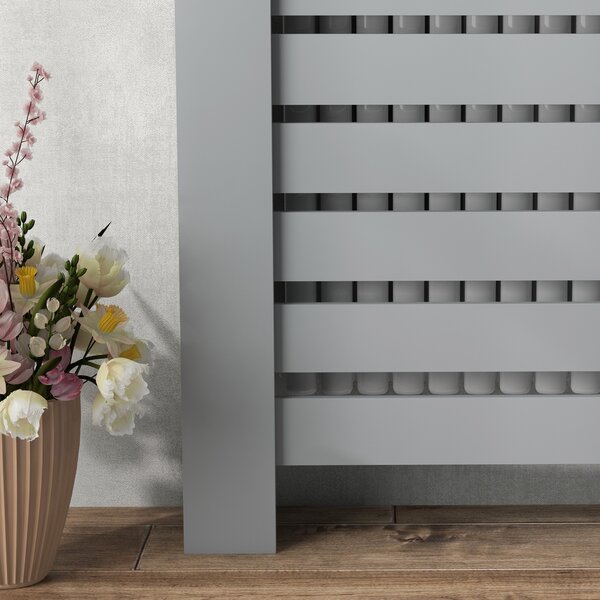 HOMCOM 95.5H x 111Wcm Radiator Cover, with Drawer - Grey Aosom UK