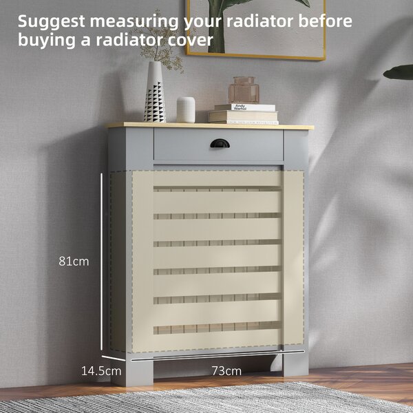 HOMCOM 95.5H x 78Wcm Radiator Cover, with Drawer - Grey Aosom UK