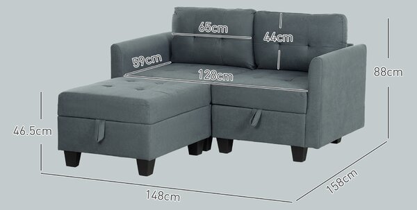HOMCOM 'L' Shape Modular Storage Sofa - Dark Grey Aosom UK