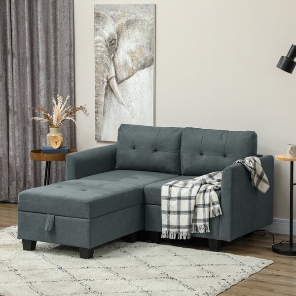 HOMCOM 'L' Shape Modular Storage Sofa - Dark Grey Aosom UK