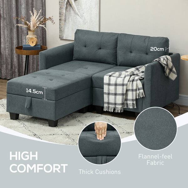 HOMCOM 'L' Shape Modular Storage Sofa - Dark Grey Aosom UK