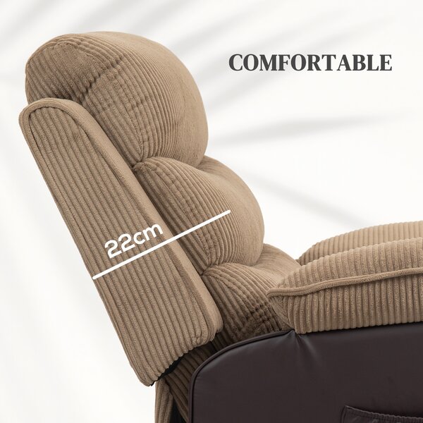 HOMCOM Power Lift Recliner Chair for Elderly, Patchwork Design Oversized Electric Riser and Recliner Armchair for Living Room, Brown