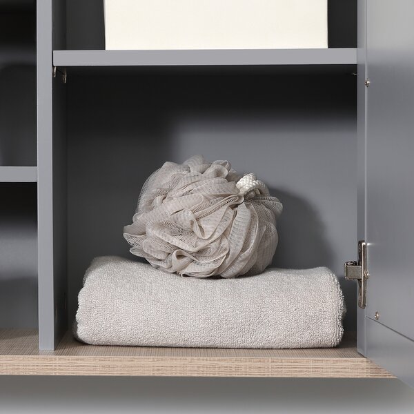 Kleankin Wall-Mounted Mirror Cabinet: Bathroom Storage with Door, Adjustable Shelf, Ideal for Hallways & Living Areas, Grey Aosom UK