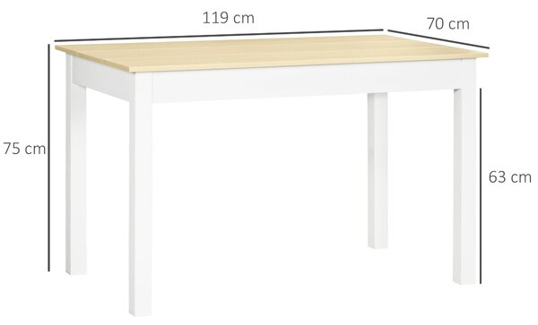 HOMCOM Dining Table for 4 to 6, Modern Kitchen Table with Wood Effect Tabletop, Thick Legs, 120cm, Oak Wood Grain Aosom UK