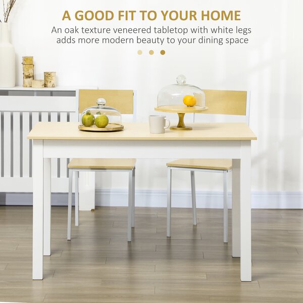 HOMCOM Dining Table for 4 to 6, Modern Kitchen Table with Wood Effect Tabletop, Thick Legs, 120cm, Oak Wood Grain Aosom UK