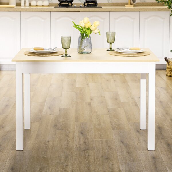 HOMCOM Dining Table for 4 to 6, Modern Kitchen Table with Wood Effect Tabletop, Thick Legs, 120cm, Oak Wood Grain Aosom UK