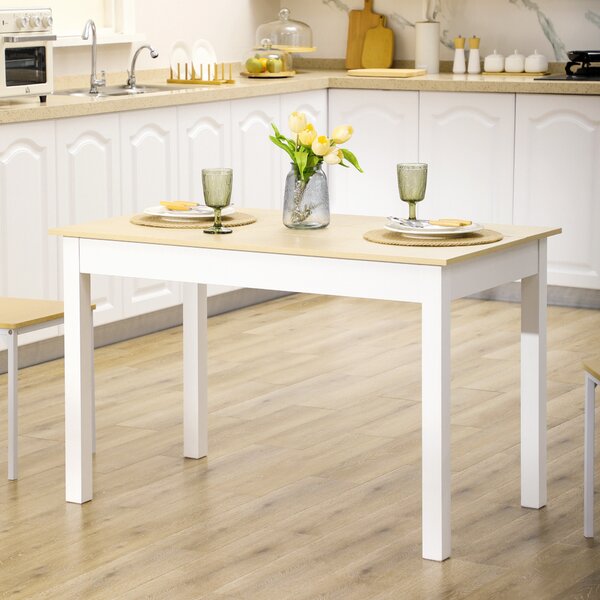 HOMCOM Dining Table for 4 to 6, Modern Kitchen Table with Wood Effect Tabletop, Thick Legs, 120cm, Oak Wood Grain Aosom UK