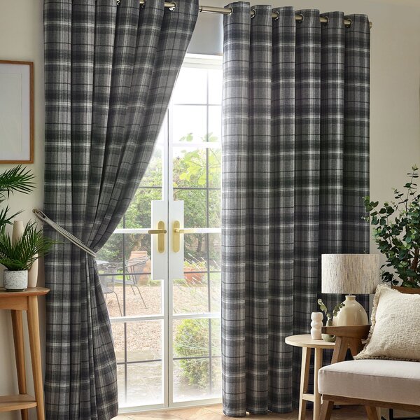 Oban Triple Woven Ready Made Eyelet Blackout Curtains Silver