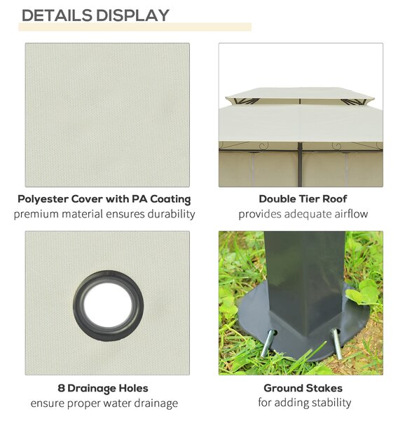 Outsunny 4x3m Gazebo with Curtains, Garden Double Roof Aosom UK