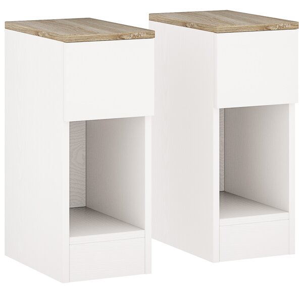 HOMCOM Set of Two Modern Storage Bedside Tables - White Aosom UK