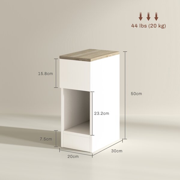 HOMCOM Set of Two Modern Storage Bedside Tables - White Aosom UK