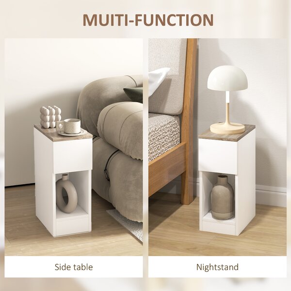 HOMCOM Set of Two Modern Storage Bedside Tables - White Aosom UK