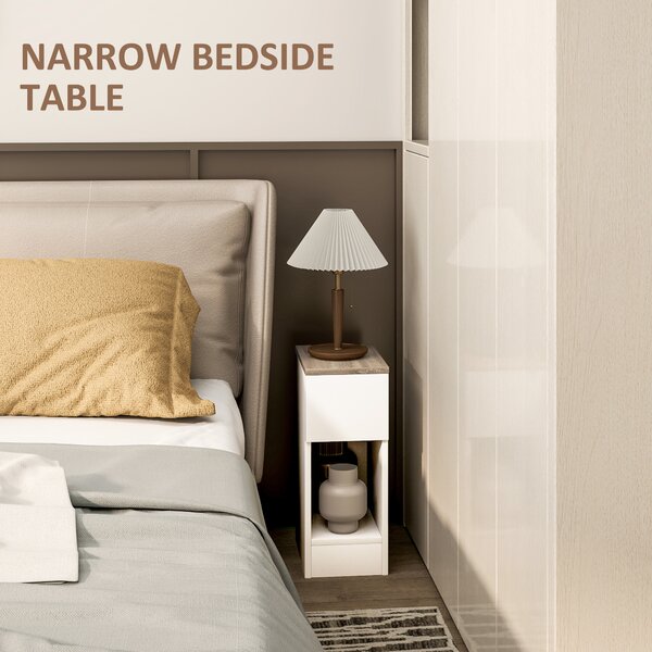 HOMCOM Set of Two Modern Storage Bedside Tables - White Aosom UK