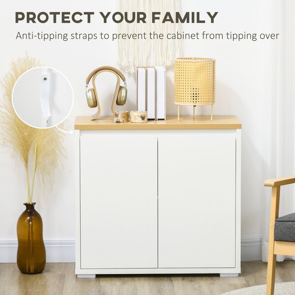 HOMCOM Stylish Storage: Kitchen Sideboard Cabinet with Double Doors & Adjustable Shelf, White Entryway Elegance Aosom UK