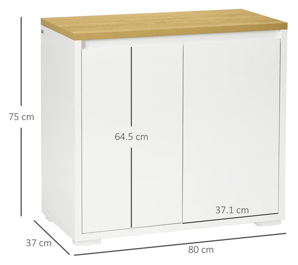 HOMCOM Stylish Storage: Kitchen Sideboard Cabinet with Double Doors & Adjustable Shelf, White Entryway Elegance Aosom UK