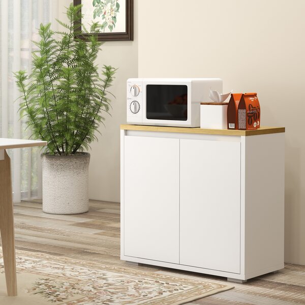 HOMCOM Stylish Storage: Kitchen Sideboard Cabinet with Double Doors & Adjustable Shelf, White Entryway Elegance Aosom UK