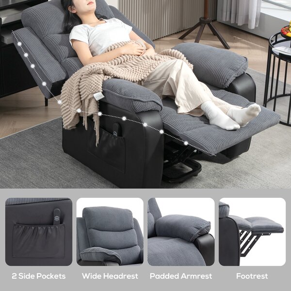 HOMCOM Power Lift Recliner Chair for Elderly, Patchwork Design Oversized Electric Riser and Recliner Armchair with Remote Control, Dark Grey