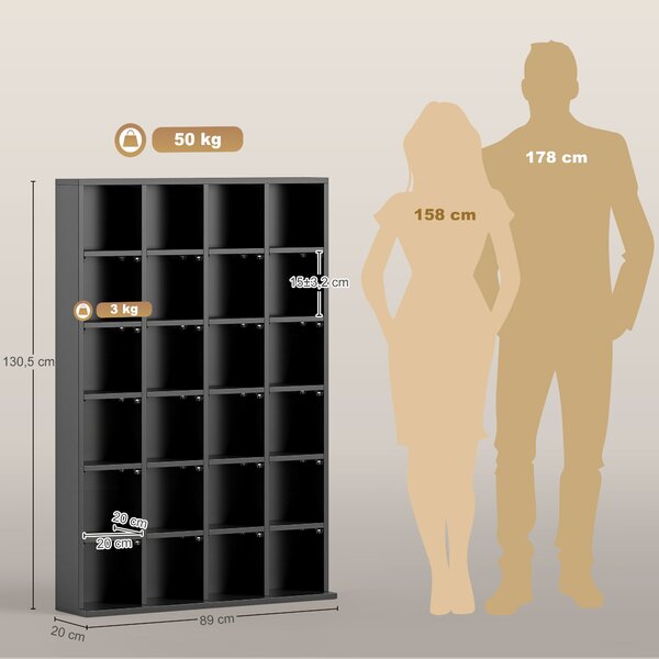 HOMCOM CD Storage Unit with Adjustable Shelves, 89 x 130.5 cm, Black Aosom UK