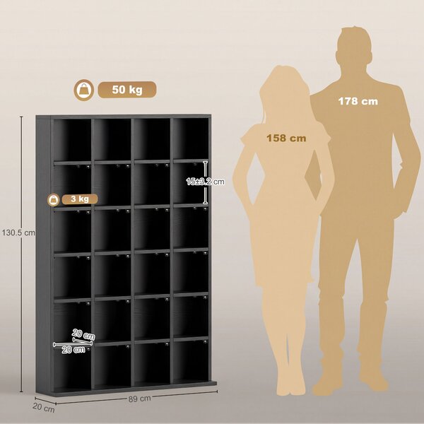HOMCOM CD Storage Unit with Adjustable Shelves, 89 x 130.5 cm, Black Aosom UK