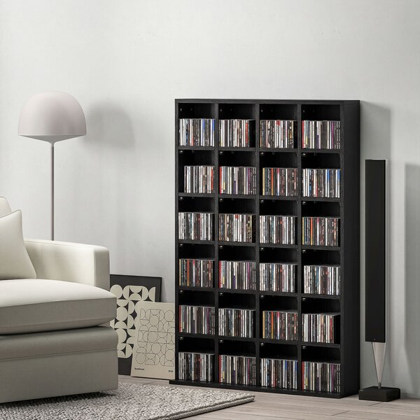 HOMCOM CD Storage Unit with Adjustable Shelves, 89 x 130.5 cm, Black Aosom UK