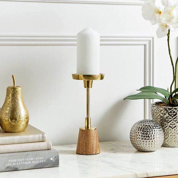 Gold Pillar Candle Holder