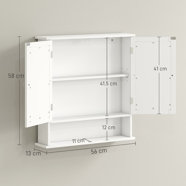 Kleankin Bathroom Wall Storage Cabinet - White